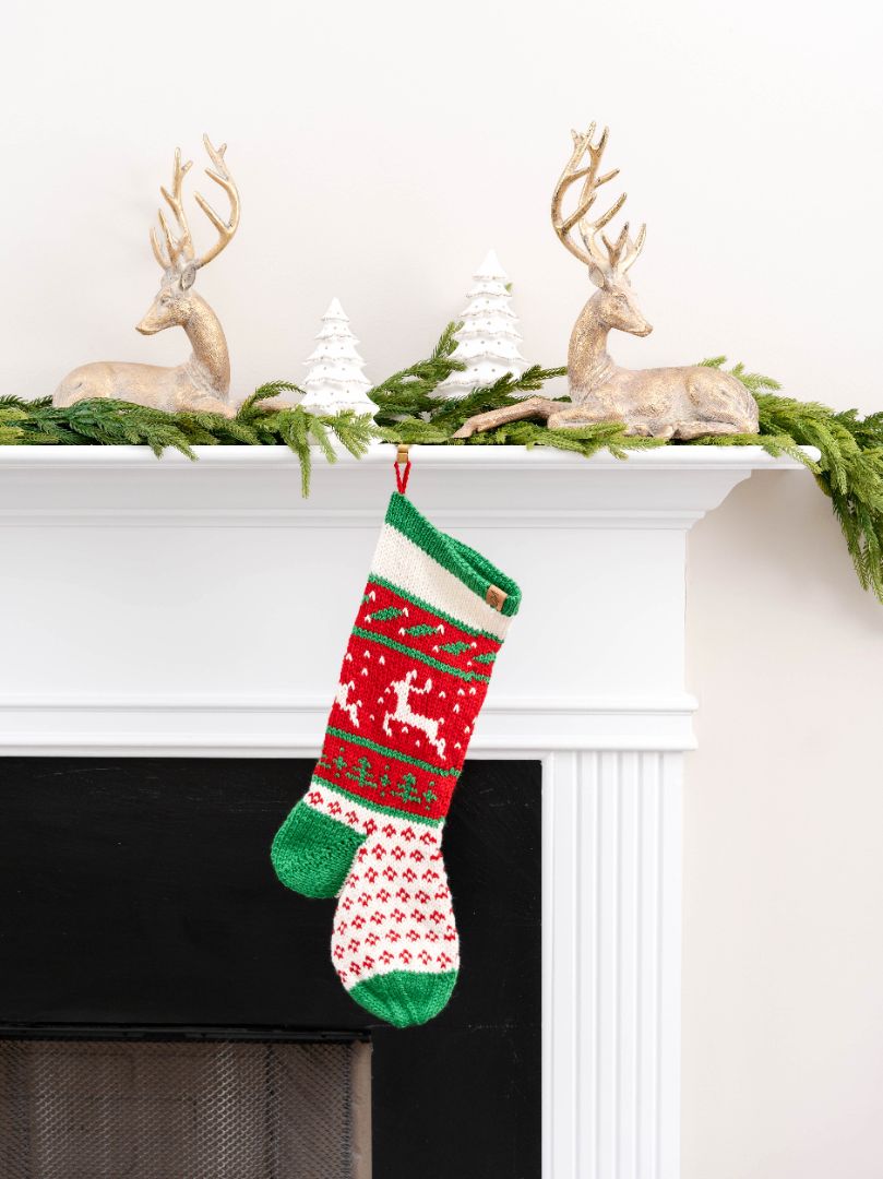 Heirloom Dancing Deer Christmas Stocking