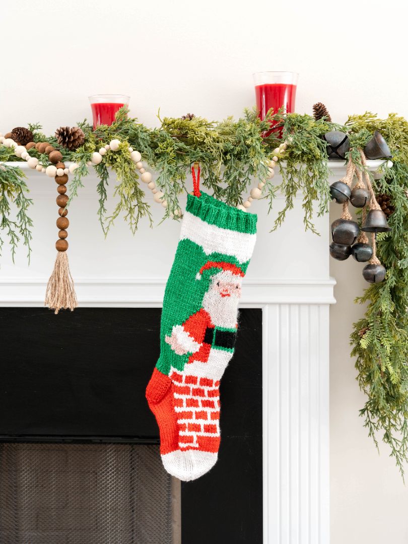 Traditional Santa in a Chimney Christmas Stocking