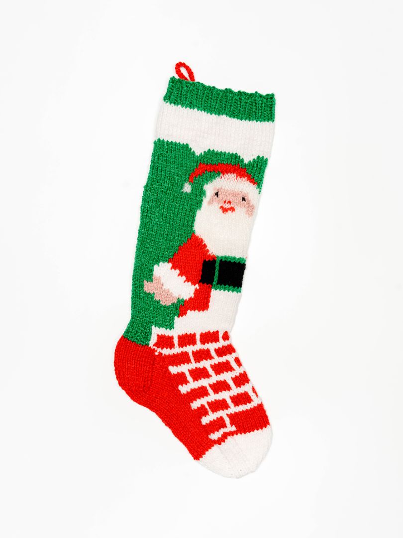 Traditional Santa in a Chimney Christmas Stocking