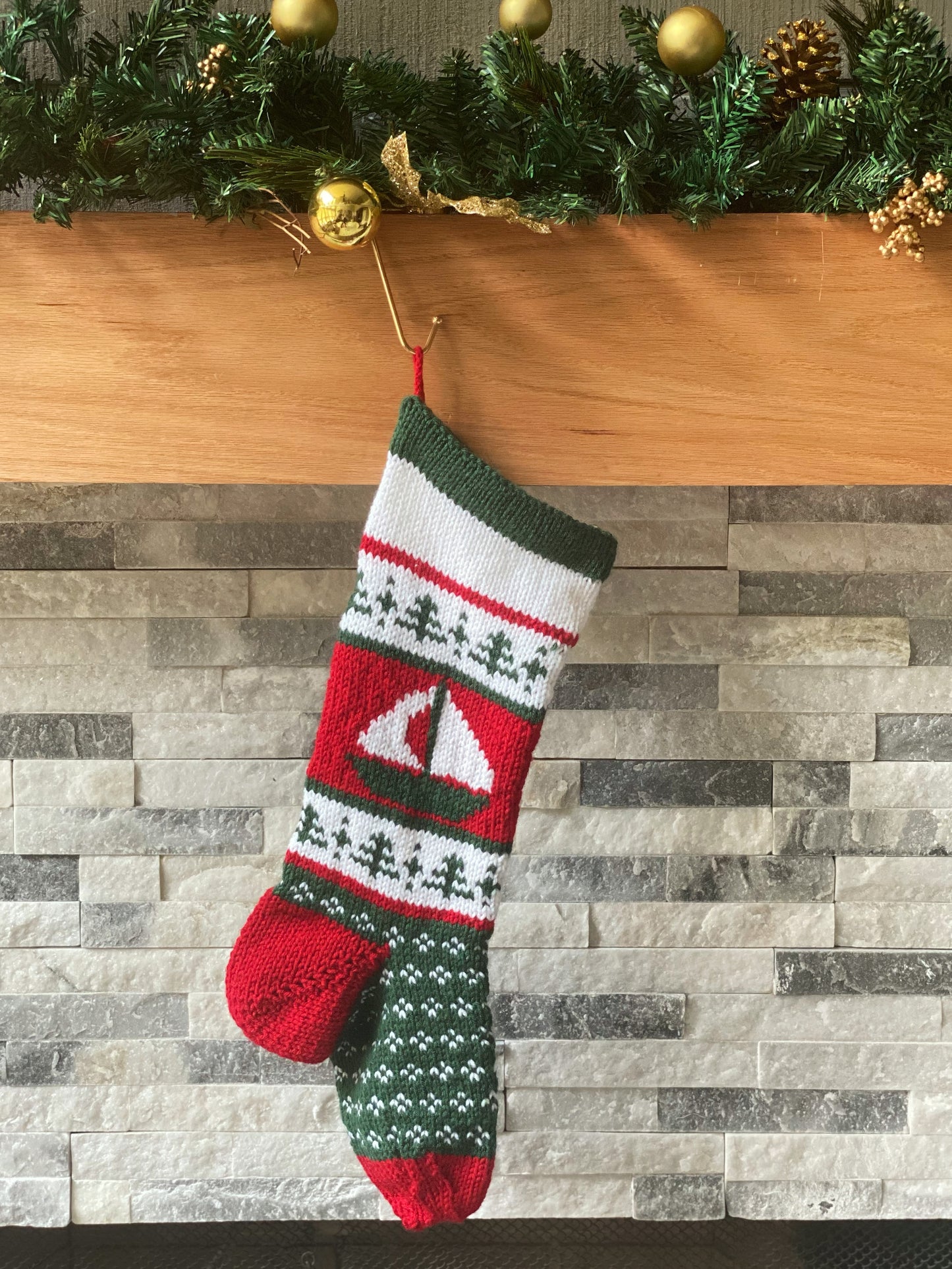 Heirloom Sailboat Christmas Stocking - Discontinued Material