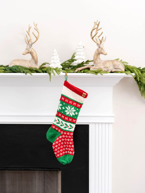 Small Christmas Stocking Ornament Holly Grey Hand Felted Wool Arcadia Home